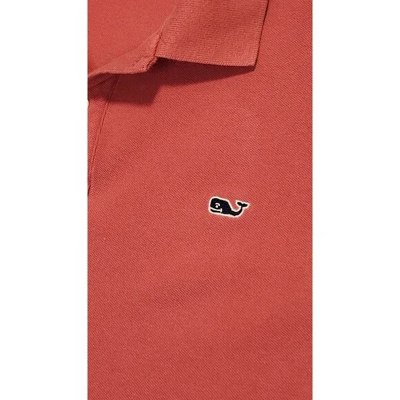 Vineyard Vines Salmon Pink 100% Cotton Classic Fit Whale Polo Shirt Size Large - Picture 3 of 8